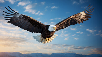 Naklejka premium Bald eagle on sky, wildlife conservation concept, photo shot