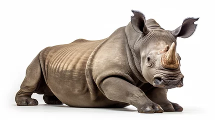 Foto op Canvas Sitting Rhino Isolated on white background ©  Mohammad Xte
