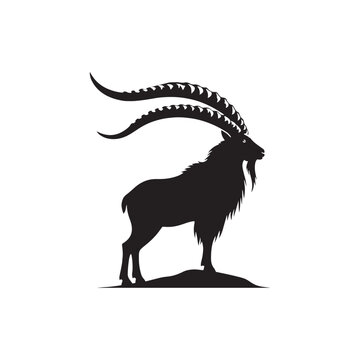 Markhor Silhouette Vector: Stunning Mountain Wildlife Graphics for Nature Lovers, and Graphic Design Projects, Markhor Vector, Markhor Illustration.