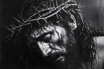 Jesus's Bloodied Face A Tribute to the Passion of Christ Generative AI