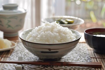 Rice Bowl Rush A Bowl of Rice and Vegetables for a Quick and Healthy Meal Generative AI