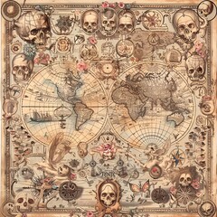 Skeleton Map of the World A Unique and Creepy Way to Learn Geography Generative AI