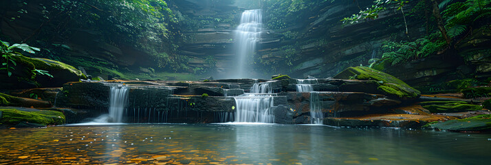 Kambadaga waterfalls Fouta Djallon Guinea Conakry,
 beautiful tropical nature and Juan Curi Waterfalls in Charala national park - obrazy, fototapety, plakaty