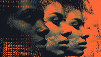 digital collage with a fashion portrait of beautiful young woman, ai 