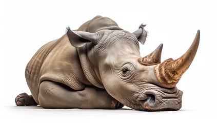 Fotobehang Sleeping Rhino Isolated on white background ©  Mohammad Xte