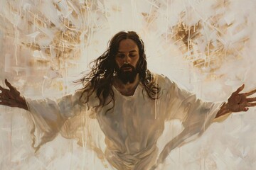 Jesus's Radiant Light Generative AI - obrazy, fototapety, plakaty