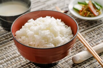 Rice Bowl Rush A Bowl of Rice and Vegetables for a Quick and Healthy Meal Generative AI