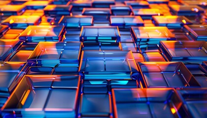 Obraz premium Neon Blue Blocks A Colorful Tribute to the Monthly Event 'Pride' and the Latest Trend in Home Decor Generative AI