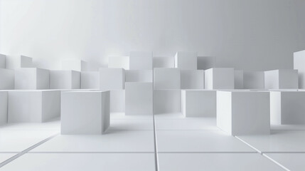 Minimalist white cube blocks background with ample space 