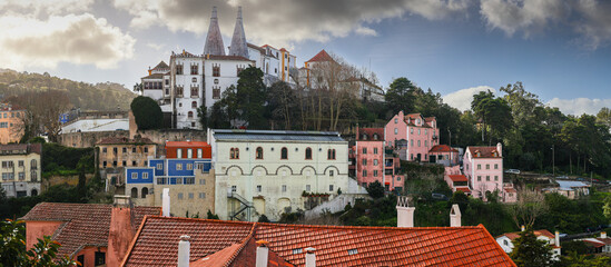 National Palace of Sintra. Beautiful photo with this historical landmark in Sintra, Portugal,...