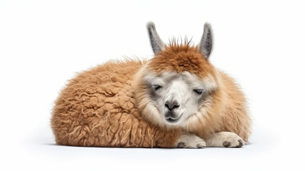 Fototapeta premium Sleeping Llama Isolated on white background