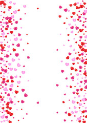 Red Confetti Background White Vector. Drop Backdrop Heart. Violet Elegant Frame. Fond Confetti Greeting Pattern. Pink Honeymoon Texture.