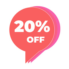 20% off icon.
Vector discount icon.
3D sales icon