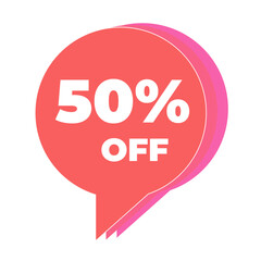 50% off icon.
Vector discount icon.
3D sales icon