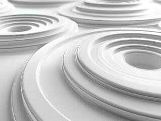 Elegant abstract white concentric circles creating a sense of movement and fluidity.