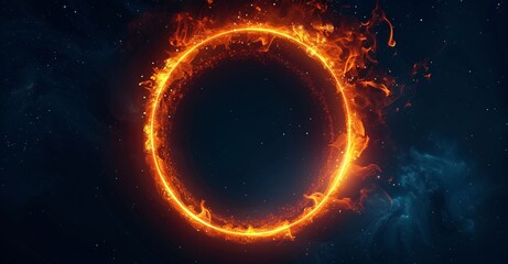 Fiery Ring of Fire A Blazing Circle of Flames Generative AI