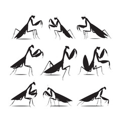 Mantis Vector Silhouette: A Shadowy Dance of Nature's Grace Captured in Vector Silhouette..