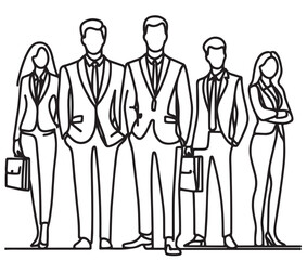 Continuous line drawing of business people group