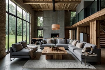 Fototapeta premium Rustic Grey Sofa Setting