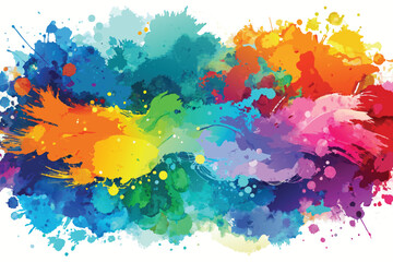 watercolor paint background design with colorful borders and white center, watercolor bleed and fringe vibrant distressed grunge texture