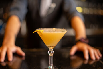 bartender with cocktail