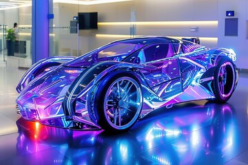 Neon sports transparent super car from the future