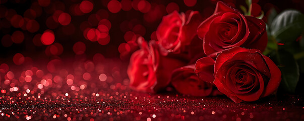 red roses on red paper on a black background, love and romance, bright backgrounds