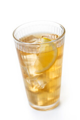 Highball, Whiskey with soda and lemon beverage isolated on white background