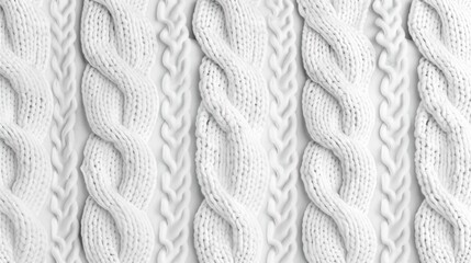 Seamless white Knitwear Fabric Texture with Pigtails. Repeating Machine Knitting Texture of Sweater. Knitted Background