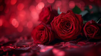 red roses on red paper on a black background, love and romance, bright backgrounds