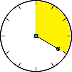 시계와 시간표시 아이콘 일러스트 벡터이미지, 하루 24시간을 표시하고 1시부터 12시까지 소요시간과 대기시간 일정 등에 활용합니다.