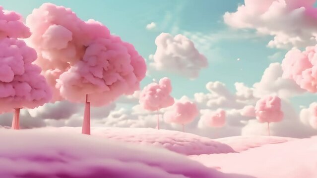 3D illustration of colorful candy tree in nature background