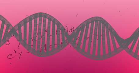Image of scientific data processing and dna strand spinning