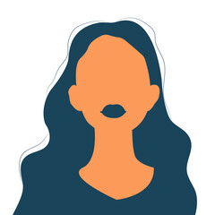 Image of a faceless girl in flat style. Avatar for social networks. Isolated on white background vector illustration Image for postcards, covers, social media posts and avatars