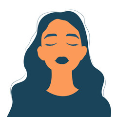 Image of a girl in flat style. Avatar for social networks. Isolated on white background Vector illustration