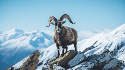 Aries zodiac symbol elegantly displayed on the magnificent peak of a towering mountain