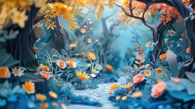 Enchanted Forest in Autumn Paper Art