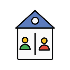 shared housing icon with white background vector stock illustration