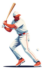 Baseball players in action with bats, pitching and batting, set against a sports backdrop