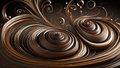 fractal background with circles, chocolate swirls on a black background, computer graphics by Andries Both