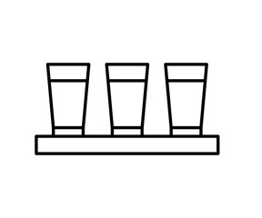 Empty shot glass set, line icon. Simple sign of cup. Vector
