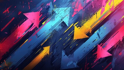 Abstract background with colorful arrows, blue and pink color scheme
