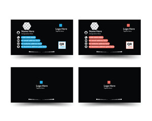 Black color double sided business card design, Visiting card , Business card for business and personal use, Professional modern business card design, Landscape business card design.