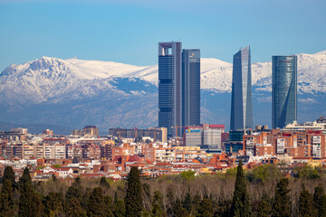 Sierra de Guadarrama. Mountain system seen from the city of Madrid with the recently snow-covered...