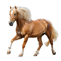 Obraz premium Majestic Haflinger Horse in Motion with Long Flowing Mane on Transparent Background