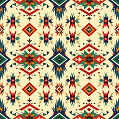 Ethnic Tribal Print Design,Native American Inspired Seamless Textile Pattern