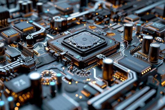 Generate an ultra-detailed 3D rendering of a quantum computing processor highlighting its intricate design and advanced capabilities