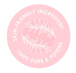 Fototapeta na wymiar Pure and potent, skin friendly ingredient emblem