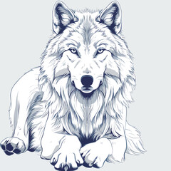 an illustration of a white wolf standing on the ground
