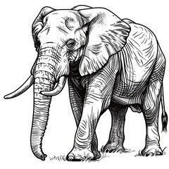 an elephant is standing in a drawing